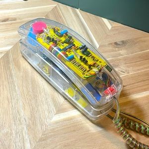 Transparent Clear Corded Landline Phone with Multicolor Components